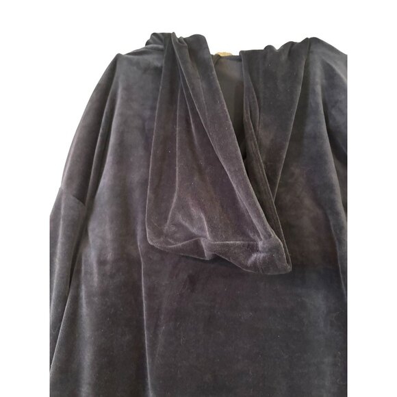 Cable & Gauge Studio Navy Velour Tracksuit w Half-Zip Hoodie & Wide-Leg Pants - Picture 6 of 9